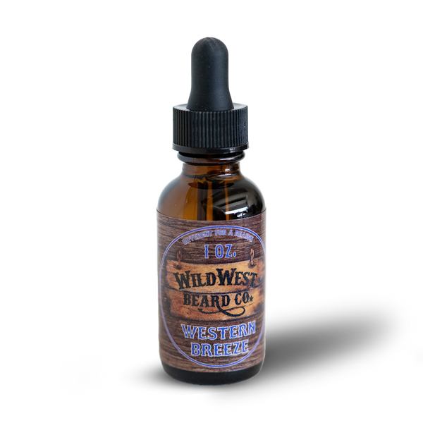 Bottle of Wild West Beard Co. Western Breeze on a white background