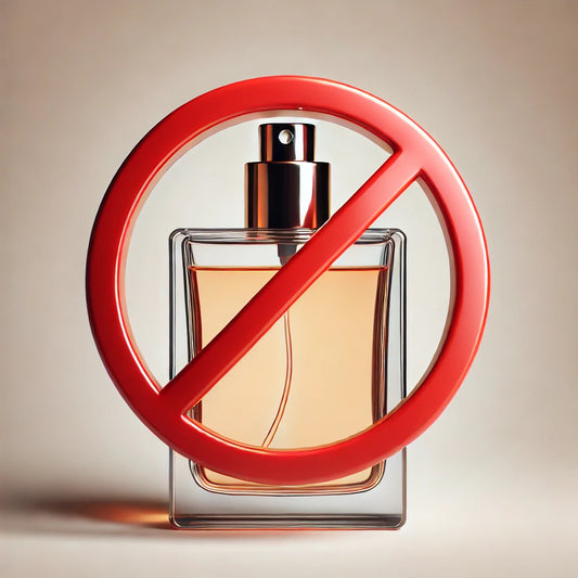 An image saying NO to synthetic perfumes and fragrances
