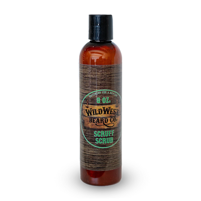 Bottle of Wild West Beard Co. Scruf Scrub on a white background