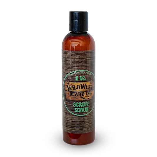 Bottle of Wild West Beard Co. Scruf Scrub on a white background