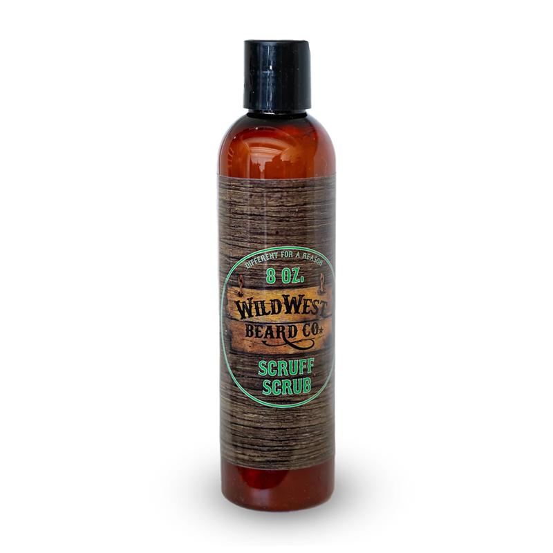 Bottle of Wild West Beard Co. Scruf Scrub on a white background