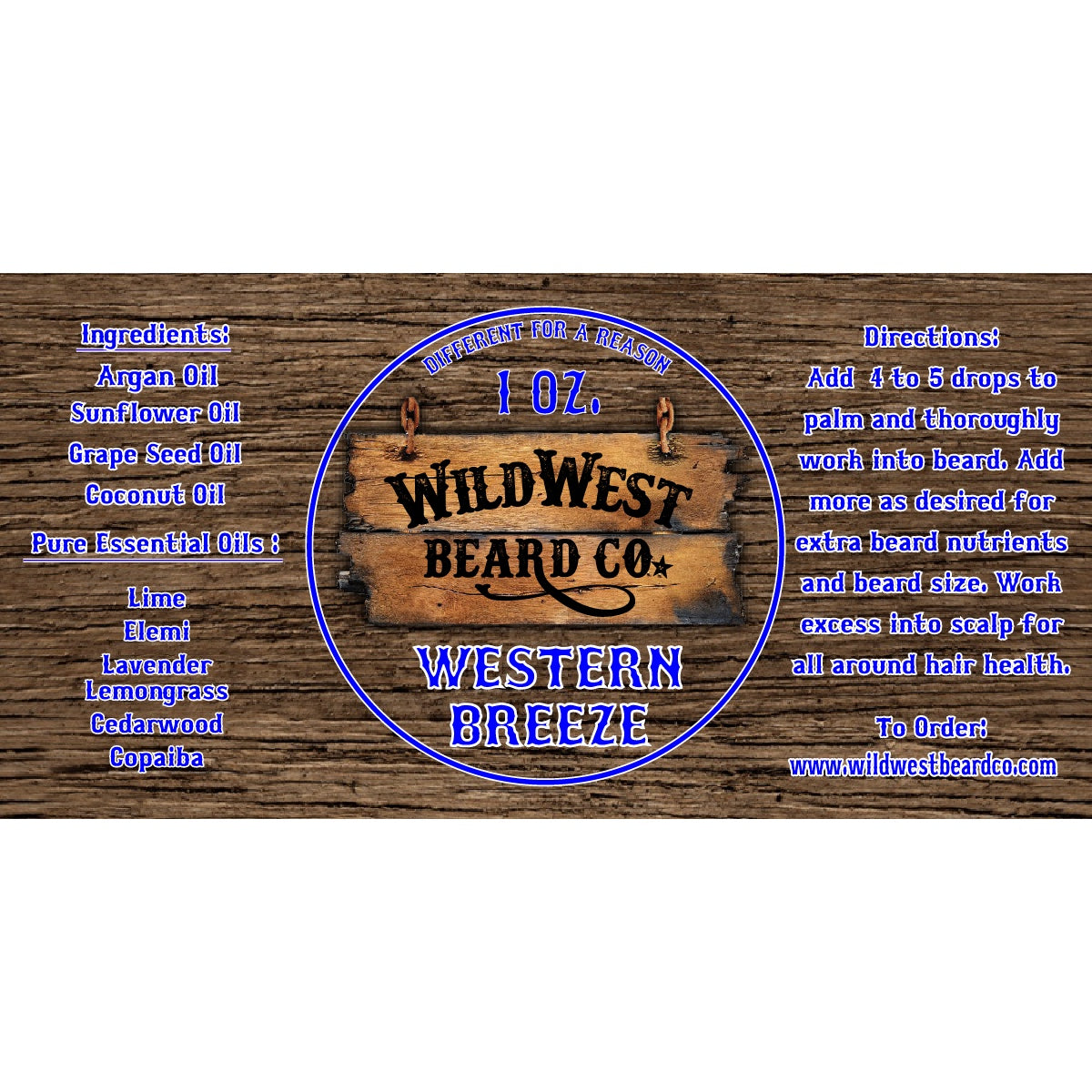 a picture of Western breeze natural beard oil label ingredients