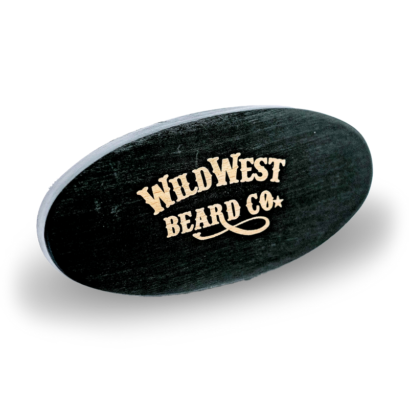 A beech wood boars hair beard brush from Wild West Beard Co.