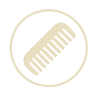 Outline of a comb icon on a white background