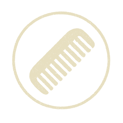 Outline of a comb icon on a white background